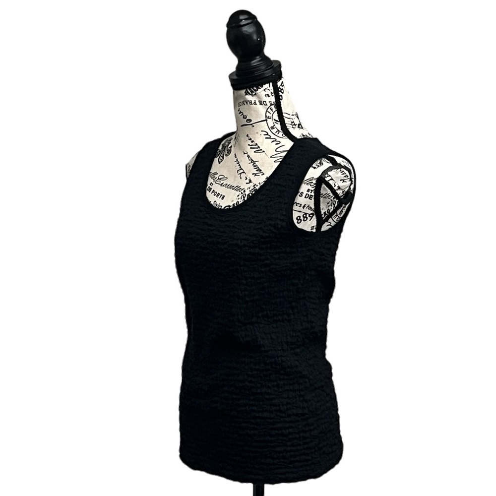 Croft & Barrow Black Popcorn Tank Top S Semi Sheer Y2K Goth Grunge Retro Edgy - Picture 3 of 10